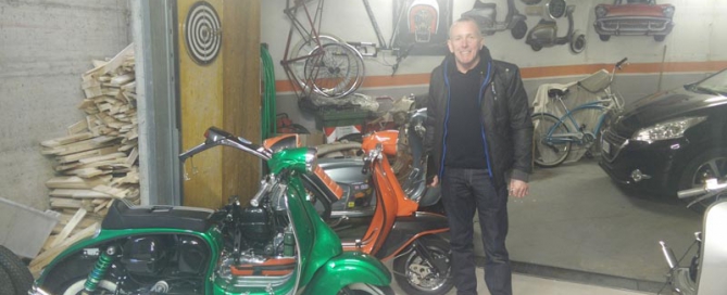 Gary l'inglese nel garage di Custom Lambretta